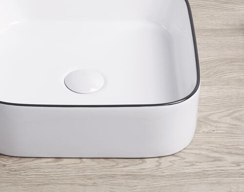 Vasque à poser LISEA en céramique avec liseré noir 40 x 40 x 11 cm